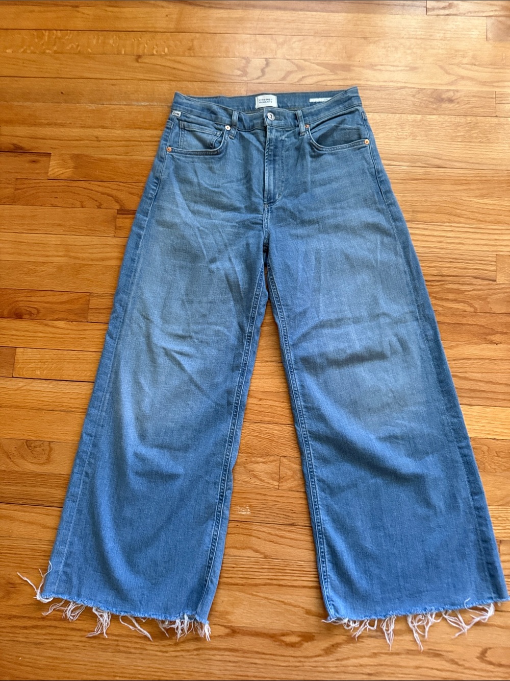 CITIZENS OF HUMANITY Jeans Womens 28 Blue Lyra  Wide Leg Crop Raw Hem